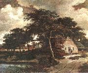 HOBBEMA, Meyndert Landscape with a Hut f china oil painting reproduction